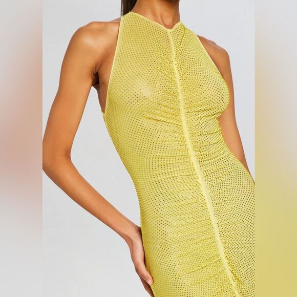 Retrofete Marsann yellow crystal rhinestone dress size small - Picture 5 of 13